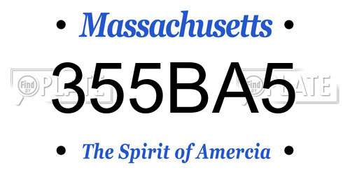 355BA5 Massachusetts License Plate