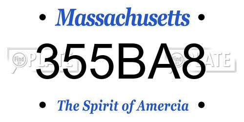 355BA8 Massachusetts License Plate