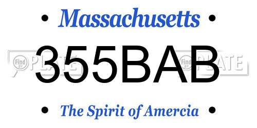355BAB Massachusetts License Plate