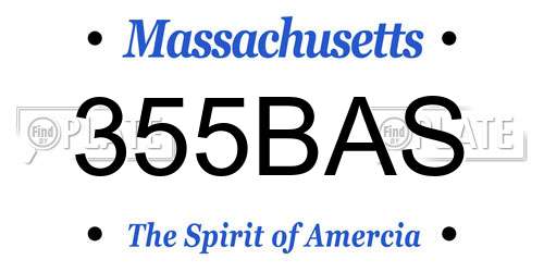 355BAS Massachusetts License Plate