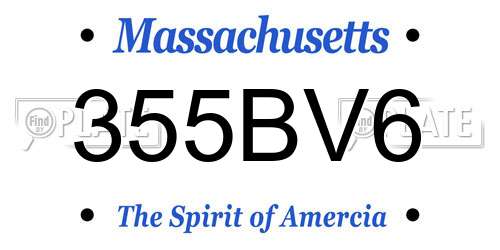 355BV6 Massachusetts License Plate