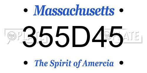 355D45 Massachusetts License Plate
