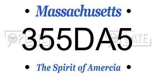 355DA5 Massachusetts License Plate