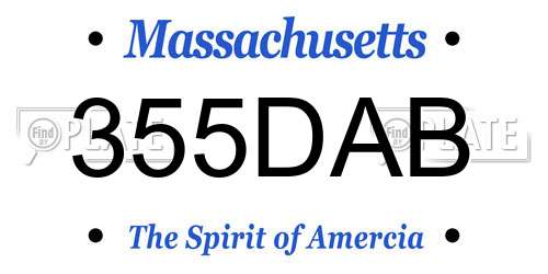 355DAB Massachusetts License Plate