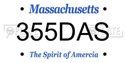 355DAS Massachusetts License Plate