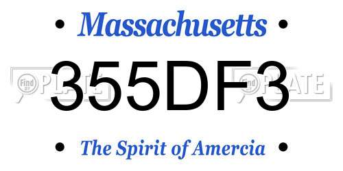 355DF3 Massachusetts License Plate