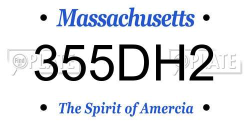 355DH2 Massachusetts License Plate