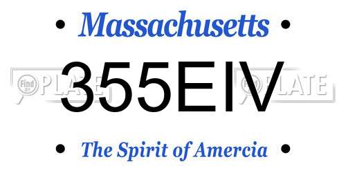 355EIV Massachusetts License Plate