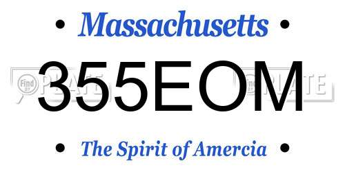 355EOM Massachusetts License Plate