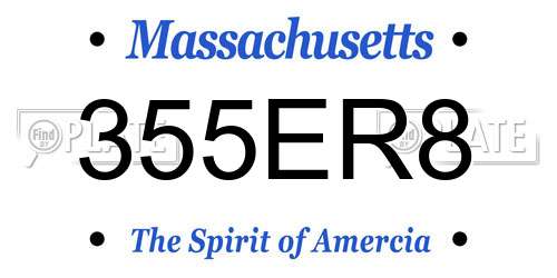 355ER8 Massachusetts License Plate