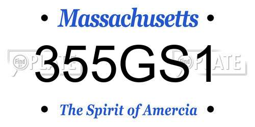 355GS1 Massachusetts License Plate