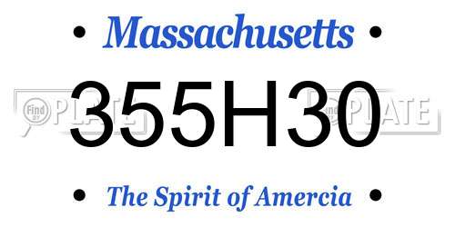 355H30 Massachusetts License Plate