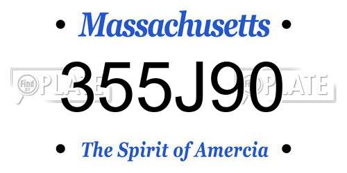 355J90 Massachusetts License Plate