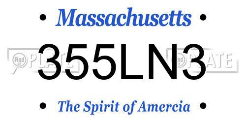 355LN3 Massachusetts License Plate
