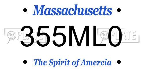 355ML0 Massachusetts License Plate