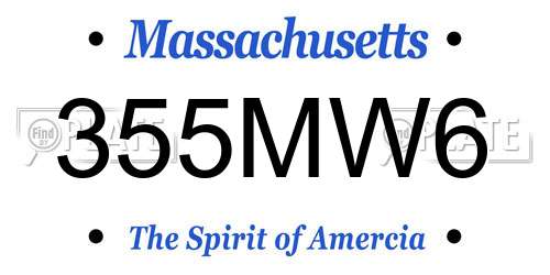 355MW6 Massachusetts License Plate