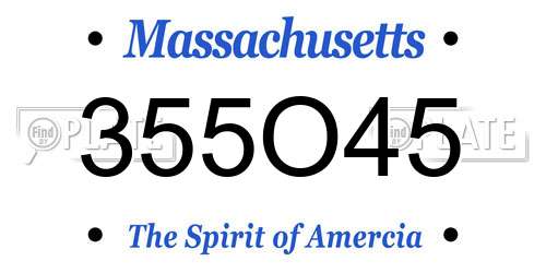 355O45 Massachusetts License Plate