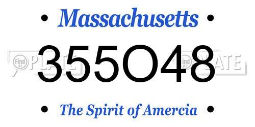 355O48 Massachusetts License Plate