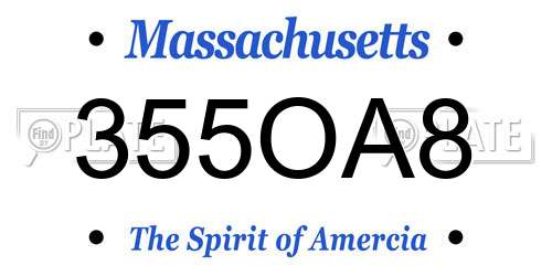 355OA8 Massachusetts License Plate