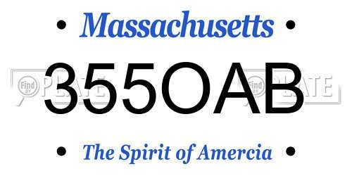 355OAB Massachusetts License Plate