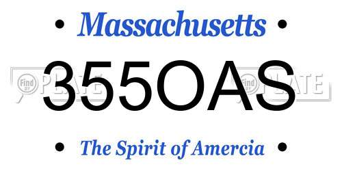 355OAS Massachusetts License Plate