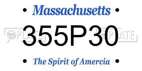 355P30 Massachusetts License Plate
