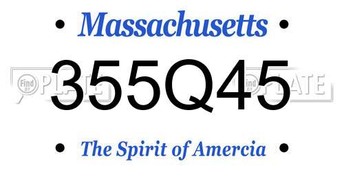 355Q45 Massachusetts License Plate