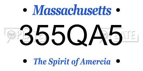 355QA5 Massachusetts License Plate