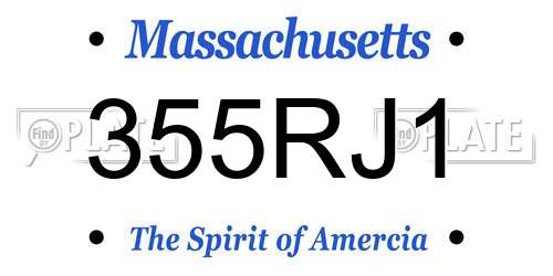 355RJ1 Massachusetts License Plate