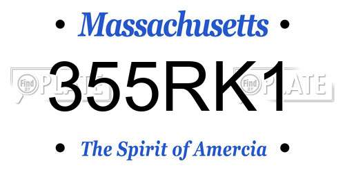 355RK1 Massachusetts License Plate