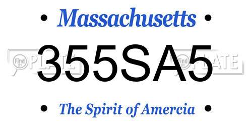 355SA5 Massachusetts License Plate