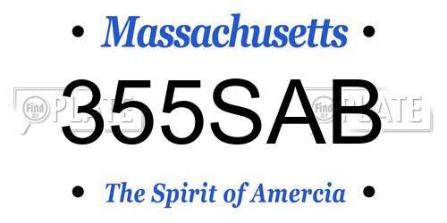 355SAB Massachusetts License Plate
