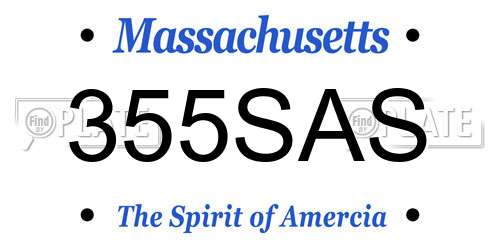 355SAS Massachusetts License Plate