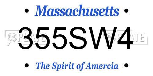355SW4 Massachusetts License Plate