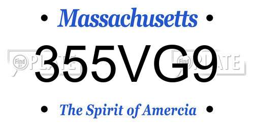 355VG9 Massachusetts License Plate