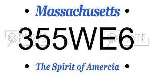355WE6 Massachusetts License Plate
