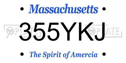 355YKJ Massachusetts License Plate