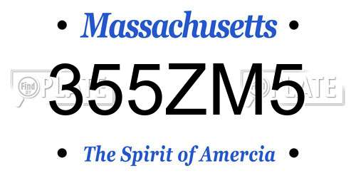355ZM5 Massachusetts License Plate