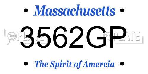 3562GP Massachusetts License Plate