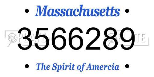 3566289 Massachusetts License Plate