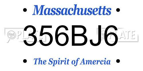 356BJ6 Massachusetts License Plate