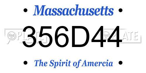 356D44 Massachusetts License Plate