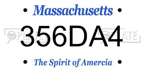 356DA4 Massachusetts License Plate