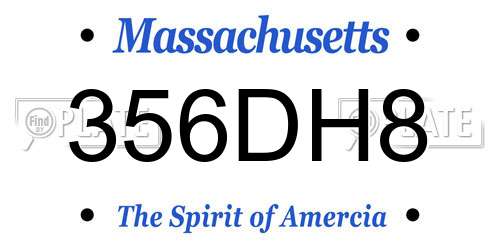 356DH8 Massachusetts License Plate