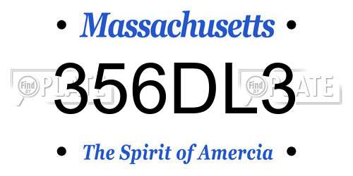 356DL3 Massachusetts License Plate