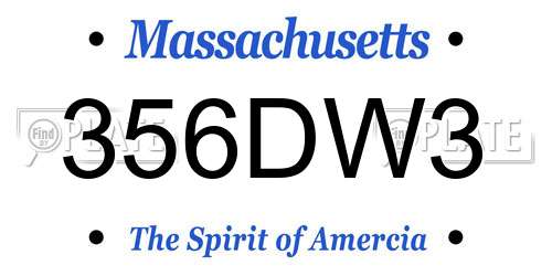 356DW3 Massachusetts License Plate