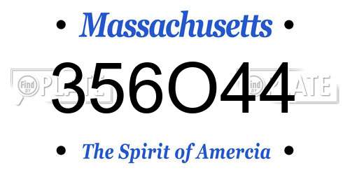 356O44 Massachusetts License Plate