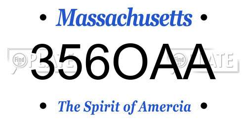 356OAA Massachusetts License Plate
