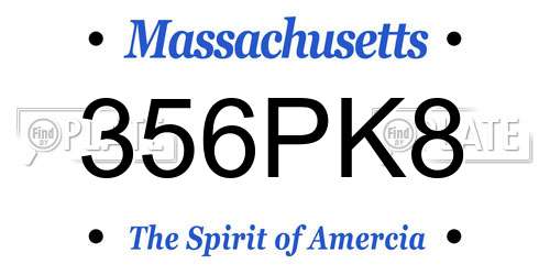 356PK8 Massachusetts License Plate