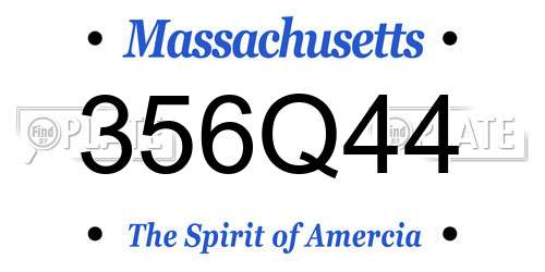 356Q44 Massachusetts License Plate